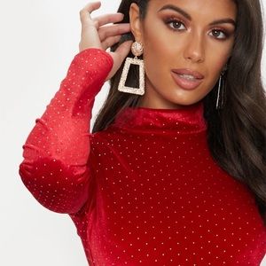 Gorgeous Velvet bodysuit with gold studs